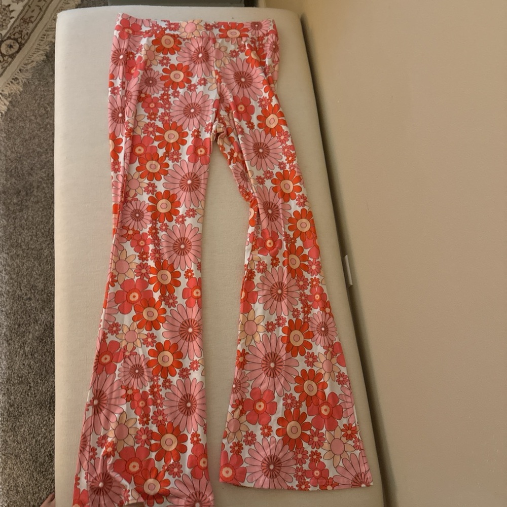 Amazon Pink and Orange Floral Flare Pants